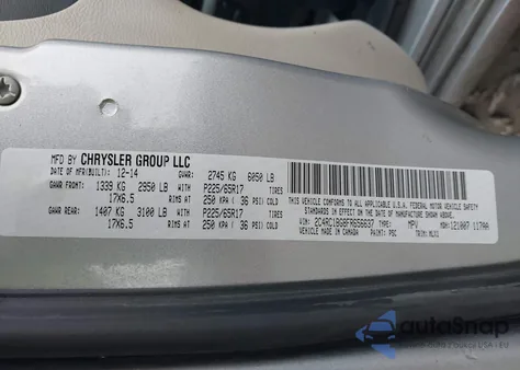 2015 Chrysler Town & Country Touring from USA, damaged, VIN 2C4RC1BG8FR656637